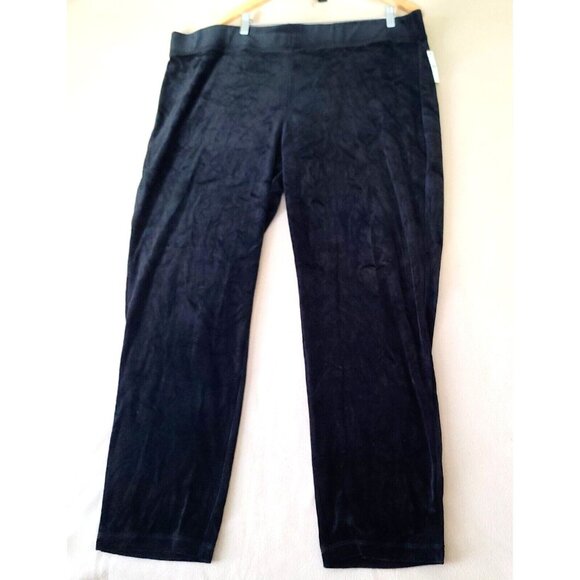 Talbots Pants - Talbots Plus Velour Straight Pants Sz 3X Black Stretch Pullon Dressy Classic NWT
